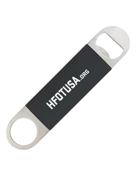 Black Bottle Opener with Silicone Grip w/HFOTUSA.org