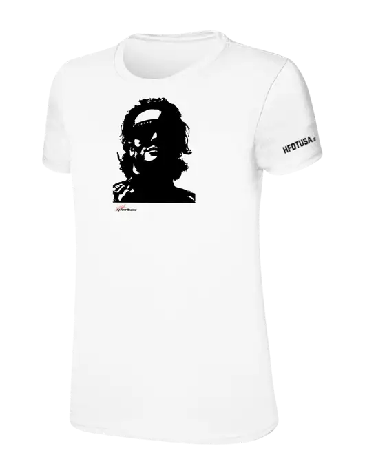 Womens Ring Spun White 4.5 oz T-Shirt w/Santino, HFOTUSA.org
