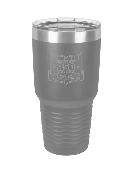 Polar Camel 30 oz Powder Coated Grey Vacuum Insulated Tumbler w/250th AJ Foyt Racing Logo