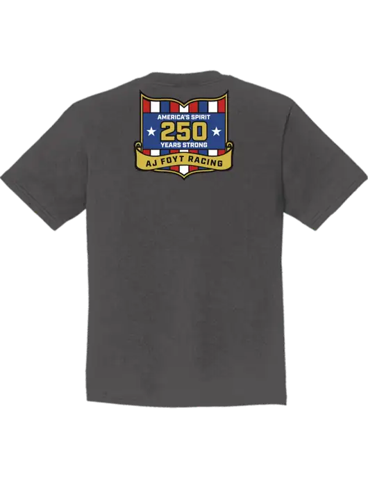 Youth Ring Spun Charcoal 4.5 oz T-Shirt w/250th AJ Foyt Racing Logo, Homes For Our Troops