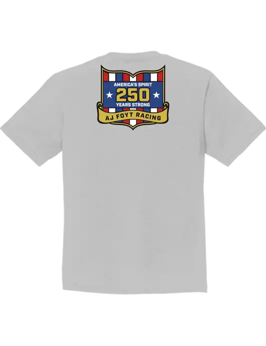 Youth Ring Spun Silver 4.5 oz T-Shirt w/250th AJ Foyt Racing Logo, Homes For Our Troops
